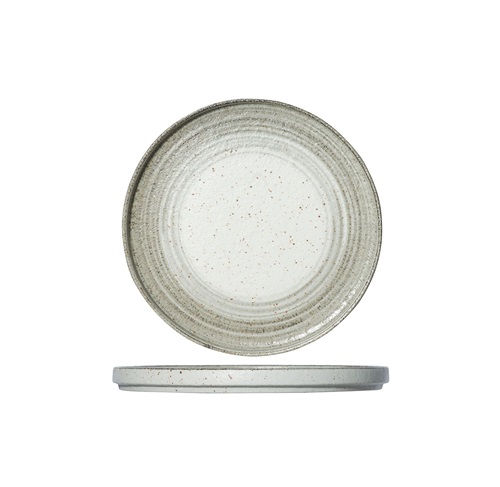 Middagstallerken, rund, Ø26,5cm, hvid/natur-farvet, stentøj, SPLENDIDO, (4 stk.) 