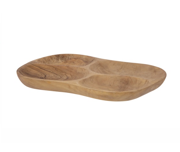 Serveringsfad, 3 rum, 30-38x14-20x5cm, ORGANIC WOOD, (1 stk.)