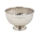Champagnebowle på fod, stor, Ø36,5x24cm, med rillet overflade, metal, (1 stk.)