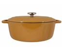 Støbejernsgryde med låg, oval, Ø31x24x12cm, kogegryde, guld, støbejern, FONTESTIC, (1 stk.)