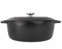 Støbejernsgryde med låg, Ø31x24x12cm, oval, kogegryde, sort, FONTESTIC, (1 stk.)