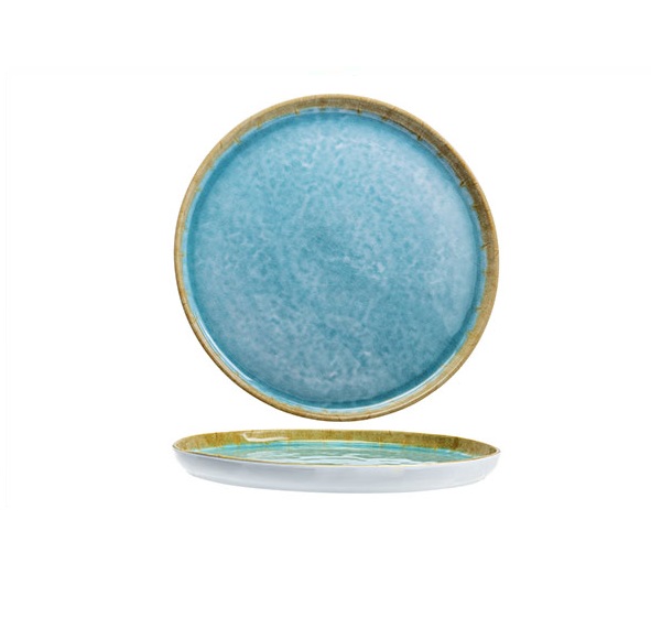 Desserttallerken, rund, Ø21,5x1,5cm, hvid/blå, ubrydelig, melamin, LAGUNA AZZURRO, (24 stk.)