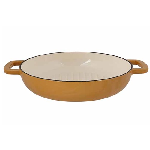 Grillpande med håndtag, Ø28x6cm, guld, støbejern, FONTESTIC, (1 stk.)