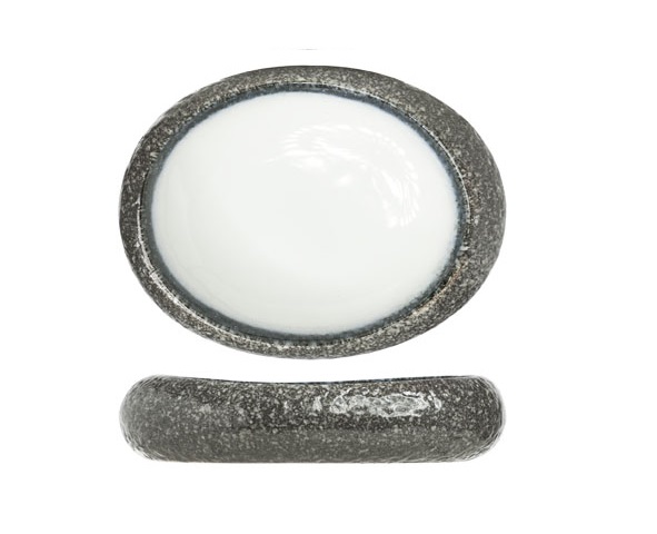 Skål, oval, stentøj, Ø24x21x5.5cm, lys farve, SEA PEARL, (1 stk.)