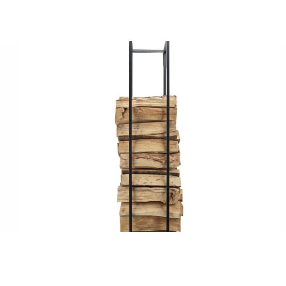 [21073] Brændeholder i metal, 33x33x115cm, sort, (1 stk.)