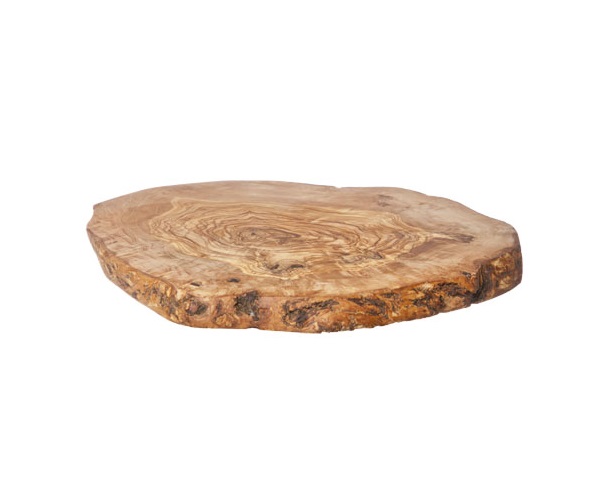 Serveringsbræt i træ, Ø22-26cm, oliventræ, (1 stk.)