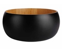 Salatskål, bambus, rund, sort og træ-farvet, Ø30,5x12cm, BLACK&WOOD, (1 stk.)
