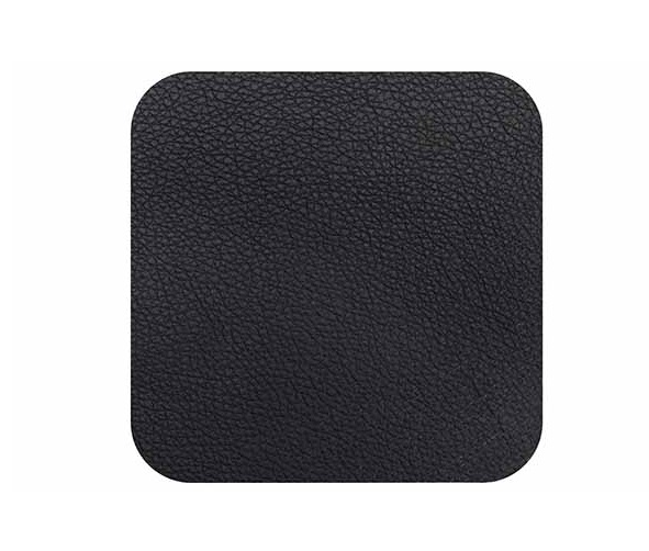[21159] Bordskåner til glas og kopper, 10x10cm, sort, læder, (4 stk.)