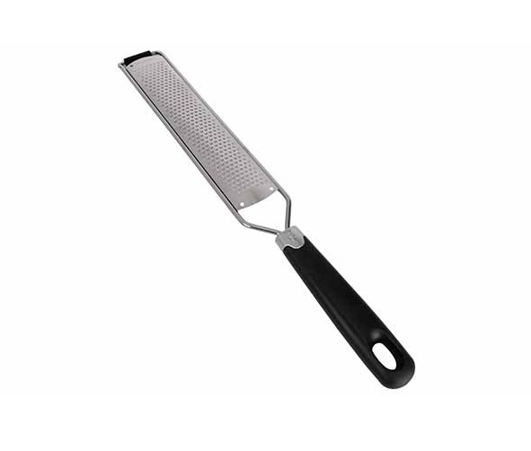 Fladt rivejern med håndtag, rustfri stål, sort, (1 stk.)