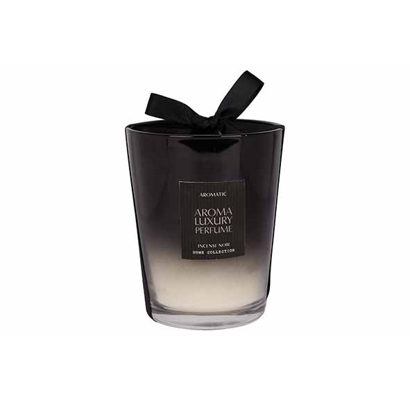 Duftlys i glas, kraftig duft, sort, 540g, 12x12x14cm, (8 stk.)
