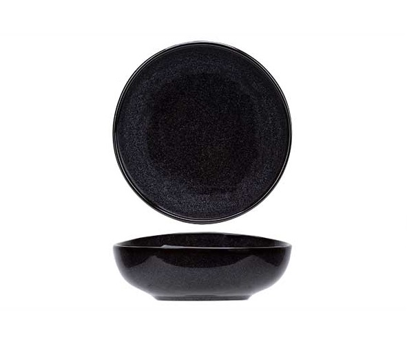 [21258] Skål, Ø21, porcelæn, sort, BLACK GRANITE, (4 stk.)