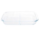 Ovnfad, 34,5x21x5,1cm, op til 500grader, opdelt i rum,  borosilikatglas, (1 stk.)