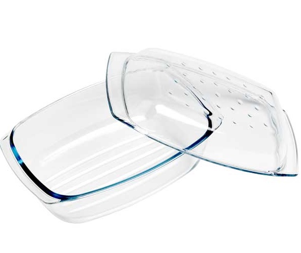 [21282] Ovnfad med låg, rektangulær, 4,1l, 33x21x6cm, op til 500grader, glas, (1 stk.)