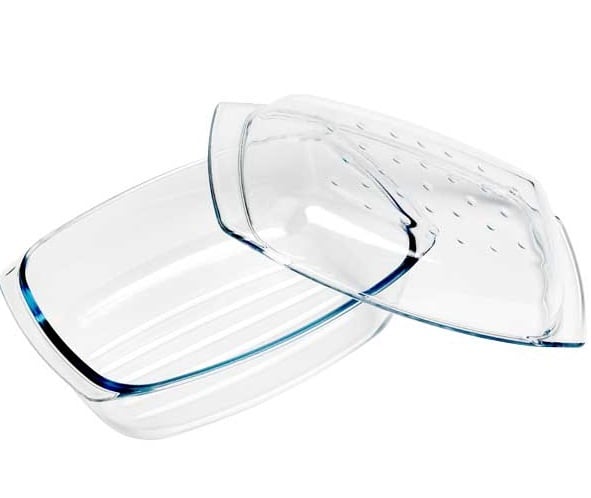 [21282] Ovnfad med låg, rektangulær, 4,1l, 33x21x6cm, op til 500grader, glas, (1 stk.)