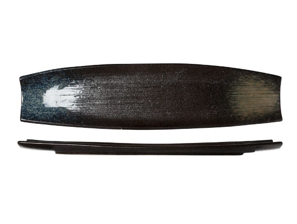 [21284] Serveringsfad, rektangulær, 51x13x3,5cm, stentøj, sort, YORU, (2 stk.)