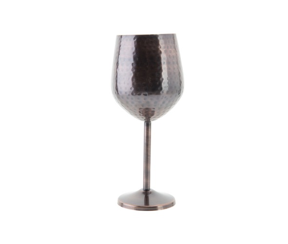 Metal vinglas på fod, 55cl, Ø7x22cm, indvendig mat finish & udvendig tekstur, ANTIQUE, (6 stk.)