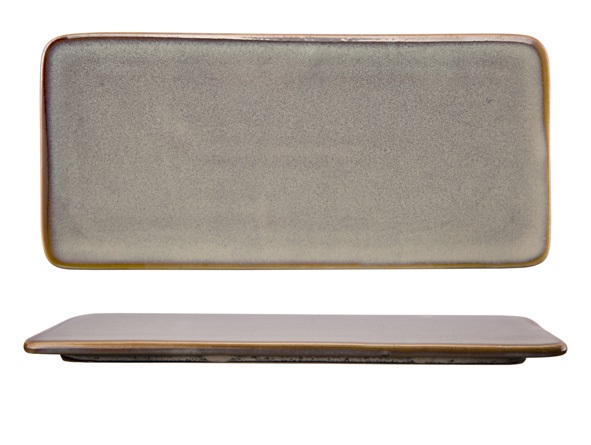 Serveringsfad, rektangulær 26,4x12,3cm, grå/blå, stentøj, ARARAT, (1 stk.)