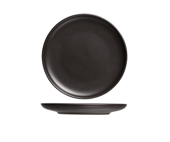 Frokosttallerken, sort, rund, Ø23,3x2,5cm, stentøj, OKINAWA, (6 stk.)