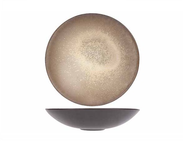 Skål, rund, Ø21x5cm, brun, stentøj, DIVINE EARTH, (5 stk.)