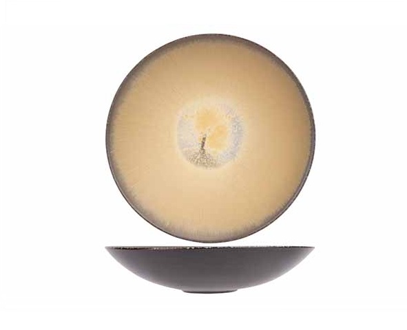 Skål, rund, Ø21x5cm, lysebrun, stentøj, DIVINE MOON, (5 stk.)