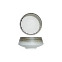 Skål på fod, Ø17,5-20,5x9,5cm, stentøj, hvid/brun, SPLENDIDO, (3 stk.)