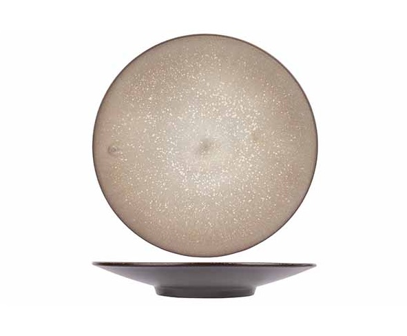 [21338] Middagstallerken, rund, Ø28x4cm, brun, stentøj, DIVINE EARTH, (3 stk.)