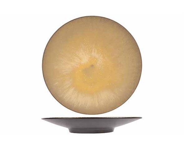 [21339] Middagstallerken, rund, Ø28x4cm, lysebrun, stentøj, DIVINE MOON, (3 stk.)
