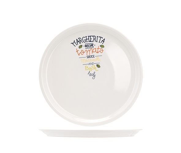 Pizzatallerken med motiv, Ø30cm, dekoreret, hvid, stentøj, MARGARITA RECIPY, (6 stk.)