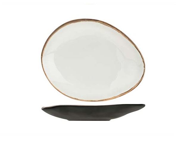 Desserttallerken, Ø14,5x11,5x2cm, hvid, oval, melamin, ubrydelig, PLATO, (10 stk.)