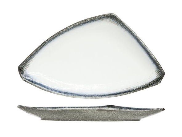 [21355] Serveringsfad, 40x23x3cm, trekantet, stentøj, lys-farve, SEA PEARL, (1 stk.)