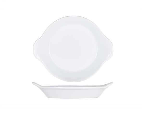 Tallerken til omelet, rund med ører, Ø13-16cm, hvid, porcelæn, ESSENTIALS, (6 stk.)
