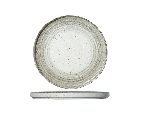 Frokosttallerken, rund, Ø23,5cm, hvid/natur-farvet, stentøj, SPLENDIDO, (3 stk.)