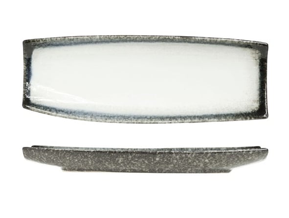 Serveringsfad, rektangulær, 33x12x3cm, hvid, stentøj, SEA PEARL, (3 stk.)
