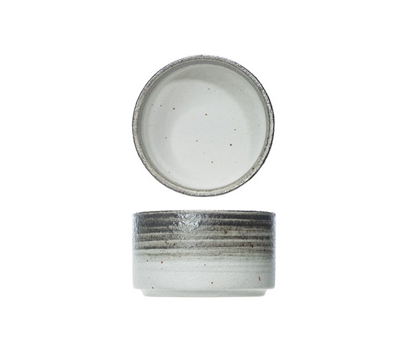 Lille serveringsskål, hvid/natur-farvet, Ø9,5x5,5cm, stentøj, SPLENDIDO, (8 stk.)
