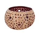 Lysestage, rød, Ø12cm, kokosnød, (6 stk.)