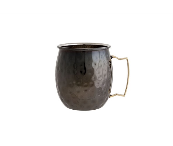 [21416] Moscow mule krus, 45cl, Ø9x10cm, sort med tekstur, rustfri stål, MOSCOW MULE, (4 stk.)