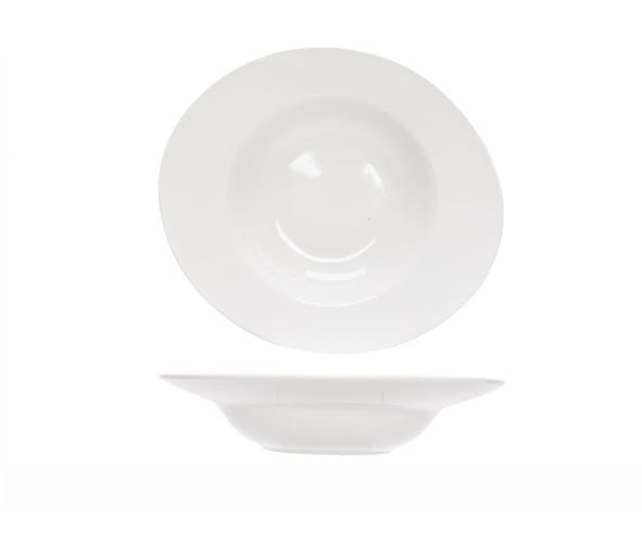 [21435] Pastatallerken, oval, Ø31x27,5x6,5cm, porcelæn, hvid, BUDGET, (6 stk.)