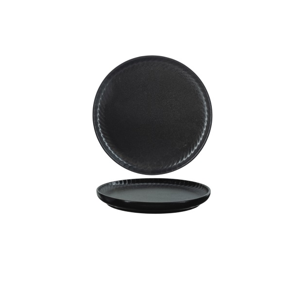 Desserttallerken, rund, Ø20,2cm, stentøj, sort, DAKOTA, (6 stk.)
