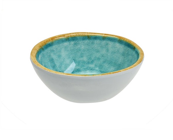 Skål, Ø10x9cm, melamin, hvid/grønblå, ubrydelig, LAGUNA AZZURRO, (12 stk.)