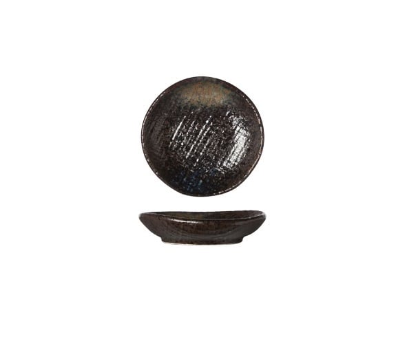 [21449] Tallerken, Ø8cm, rund, sort, stentøj, YORU, (12 stk.)