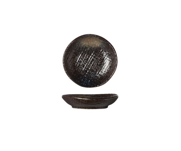 Tallerken, Ø8cm, rund, sort, stentøj, YORU, (12 stk.)
