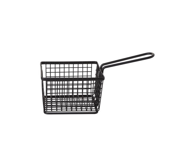 Friturekurv, rund, Ø12x10x8,5m, metal, sort, (6 stk.)