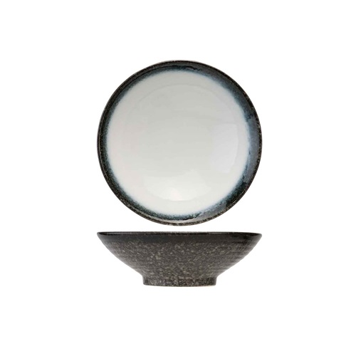 [21476] Skål, Ø15,5x5,3cm, stentøj, sort/hvid, SEA PEARL, (5 stk.)