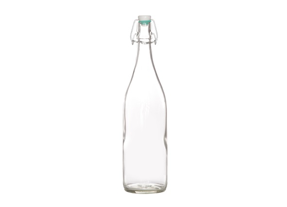 Patentflaske, 1l, glas, grøn tætningsring, (6 stk.)