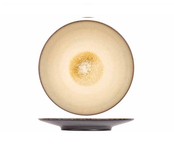 [21504] Brødtallerken, rund, Ø14x3cm, lysebrun, stentøj, DIVINE MOON, (6 stk.)