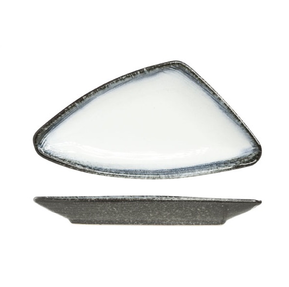 [21515] Frokosttallerken, 20x10x2cm, stentøj, trekantet, lys-farve, SEA PEARL, (5 stk.)