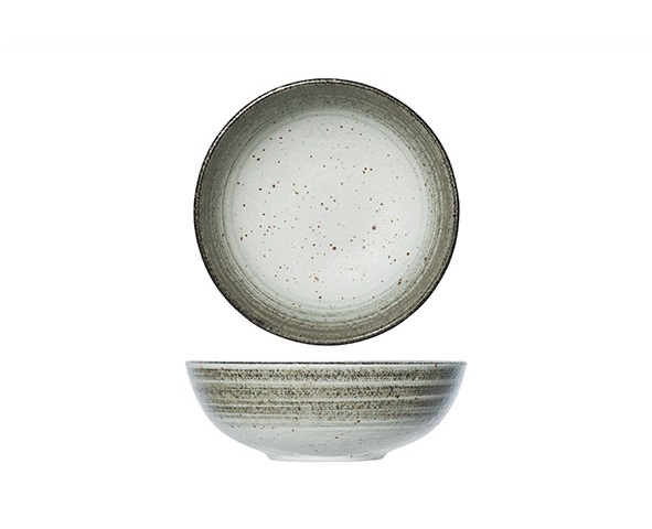 Skål, hvid/natur-farvet, Ø11x4,3cm, stentøj, SPLENDIDO, (6 stk.)