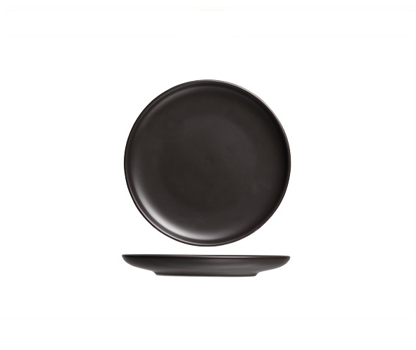 Frokosttallerken, sort, rund, Ø15x1,7cm, stentøj, OKINAWA, (6 stk.)