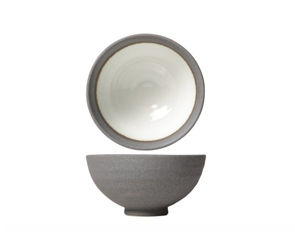 [21543] Skål, Ø11x5,5cm, porcelæn, grå/hvid, STONE, (6 stk.)