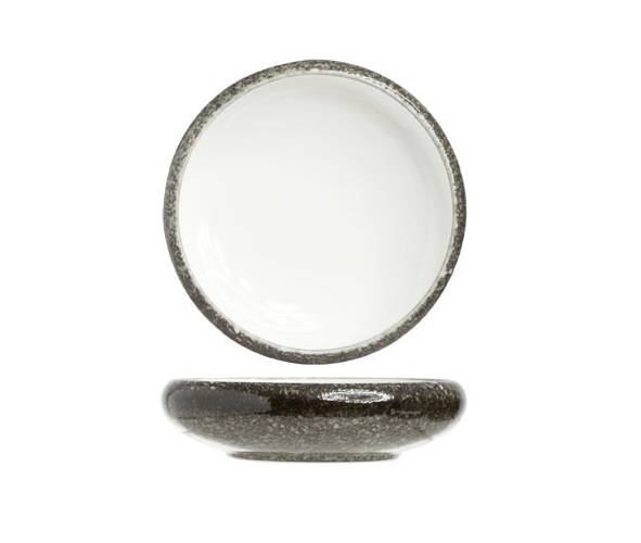 [21568] Serveringsskål, Ø16x4,5cm, stentøj, mørk/hvid, SEA PEARL, (3 stk.)